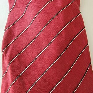 Donald J Trump Tie Burgundy w/ Tiny B&W Diagonal Stripes - 100% Silk